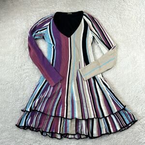 Yes London Striped tiered ruffle long sleeved sweater dress, size med